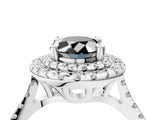 White gold Double Halo Fancy Black Oval Cut Diamond Pavé Band with Four-Prong Setting_4