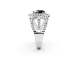 White gold Double Halo Fancy Black Oval Cut Diamond Split Shank Pave Set Ring_5