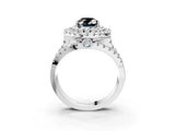 White gold Double Halo Fancy Black Oval Cut Diamond Split Shank Pave Set Ring_6