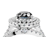 White gold Double Halo Fancy Black Oval Cut Diamond Split Shank Pave Set Ring_7