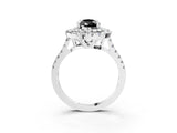 White gold Double Halo Fancy Black Pear Cut Diamond Pavé Band with Four-Prong Setting_3