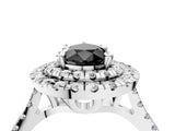 White gold Double Halo Fancy Black Pear Cut Diamond Pavé Band with Four-Prong Setting_4