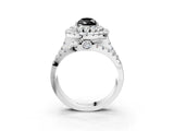 White gold Double Halo Fancy Black Pear Cut Diamond Split Shank Pave Set Ring_6