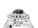 White gold Double Halo Fancy Black Pear Cut Diamond Split Shank Pave Set Ring_7