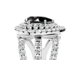 White gold Double Halo Fancy Black Pear Cut Diamond Split Shank Pave Set Ring_8