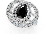 White gold Double Halo Fancy Black Pear Cut Diamond Split Shank Prong Setting Ring_1