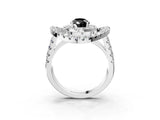 White gold Double Halo Fancy Black Pear Cut Diamond Split Shank Prong Setting Ring_3