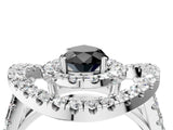 White gold Double Halo Fancy Black Pear Cut Diamond Split Shank Prong Setting Ring_4