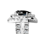 White gold Double Halo Fancy Black Pear Cut Diamond Split Shank Prong Setting Ring_5