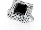 White gold Double Halo Fancy Black Princess Cut Diamond Pavé Band with Four-Prong Setting_13