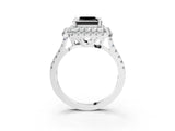 White gold Double Halo Fancy Black Princess Cut Diamond Pavé Band with Four-Prong Setting_15
