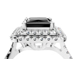 White gold Double Halo Fancy Black Princess Cut Diamond Pavé Band with Four-Prong Setting_16