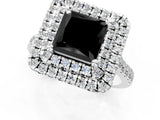 White gold Double Halo Fancy Black Princess Cut Diamond Pavé Band with Four-Prong Setting_25