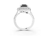 White gold Double Halo Fancy Black Princess Cut Diamond Pavé Band with Four-Prong Setting_27