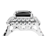 White gold Double Halo Fancy Black Princess Cut Diamond Pavé Band with Four-Prong Setting_4