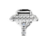 White gold Double Halo Fancy Black Princess Cut Diamond Pavé Band with Four-Prong Setting_5