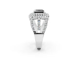 White gold Double Halo Fancy Black Princess Cut Diamond Split Shank Pave Set Ring_5
