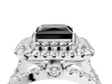 White gold Double Halo Fancy Black Princess Cut Diamond Split Shank Pave Set Ring_7