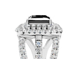 White gold Double Halo Fancy Black Princess Cut Diamond Split Shank Pave Set Ring_8
