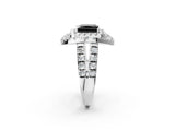 White gold Double Halo Fancy Black Princess Cut Diamond Split Shank Prong Setting Ring_2