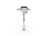 White gold Double Halo Fancy Black Radiant Cut Diamond Pavé Band with Four-Prong Setting_2