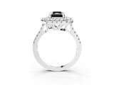 White gold Double Halo Fancy Black Radiant Cut Diamond Pavé Band with Four-Prong Setting_3