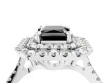 White gold Double Halo Fancy Black Radiant Cut Diamond Pavé Band with Four-Prong Setting_4