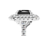 White gold Double Halo Fancy Black Radiant Cut Diamond Pavé Band with Four-Prong Setting_5