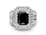 White gold Double Halo Fancy Black Radiant Cut Diamond Split Shank Pave Set Ring_3