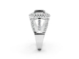 White gold Double Halo Fancy Black Radiant Cut Diamond Split Shank Pave Set Ring_5