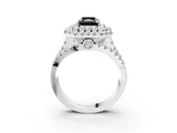 White gold Double Halo Fancy Black Radiant Cut Diamond Split Shank Pave Set Ring_6