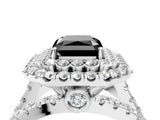 White gold Double Halo Fancy Black Radiant Cut Diamond Split Shank Pave Set Ring_7