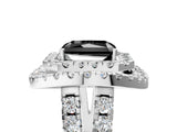 White gold Double Halo Fancy Black Radiant Cut Diamond Split Shank Prong Setting Ring_5
