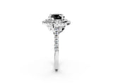 White gold Double Halo Fancy Black Round Cut Diamond Pavé Band with Four-Prong Setting_2