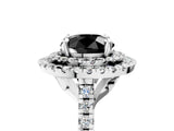 White gold Double Halo Fancy Black Round Cut Diamond Pavé Band with Four-Prong Setting_5