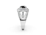 White gold Double Halo Fancy Black Round Cut Diamond Split Shank Pave Set Ring_5