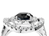 White gold Double Halo Fancy Black Round Cut Diamond Split Shank Prong Setting Ring_4