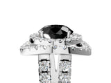 White gold Double Halo Fancy Black Round Cut Diamond Split Shank Prong Setting Ring_5