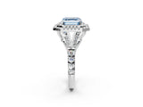 White gold Double Halo Fancy Blue Asscher Cut Diamond Split Shank Engagement Ring with Four-Prong Setting_5