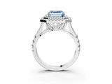 White gold Double Halo Fancy Blue Asscher Cut Diamond Split Shank Engagement Ring with Four-Prong Setting_6