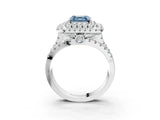 White gold Double Halo Fancy Blue Asscher Cut Diamond Split Shank Pave Set Ring_6