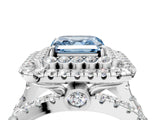 White gold Double Halo Fancy Blue Asscher Cut Diamond Split Shank Pave Set Ring_7