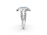 White gold Double Halo Fancy Blue Asscher Cut Diamond Split Shank Prong Setting Ring_2