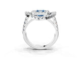 White gold Double Halo Fancy Blue Asscher Cut Diamond Split Shank Prong Setting Ring_3