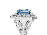 White gold Double Halo Fancy Blue Asscher  Cut Diamond Split Shank Ring with Four Prong Setting_5