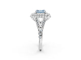 White gold Double Halo Fancy Blue Asscher  Cut Pave Split Shank Prong Set Ring_17