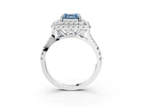 White gold Double Halo Fancy Blue Asscher  Cut Pave Split Shank Prong Set Ring_18