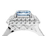 White gold Double Halo Fancy Blue Asscher  Cut Pave Split Shank Prong Set Ring_19