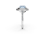 White gold Double Halo Fancy Blue Asscher  Diamond Pave Band with Four-Prong Setting_2