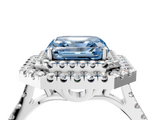 White gold Double Halo Fancy Blue Asscher  Diamond Pave Band with Four-Prong Setting_4